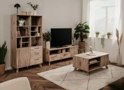 TV-Lowboard "Wellington" In Schweden Eiche Mit 3D-Reliefoptik TV Unterteil 140 X 50 Cm -Wohnwelt Verkauf 9214 7