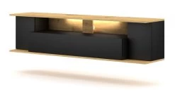 TV-Lowboard "Ronja" In Schwarz Und Artisan Eiche TV-Unterteil Hängend Mit LED Beleuchtung 160 X 39 Cm 11 TV-Lowboard "Ronja" In Schwarz Und Artisan Eiche TV-Unterteil Hängend Mit LED Beleuchtung 160 X 39 Cm -Wohnwelt Verkauf 9217 3