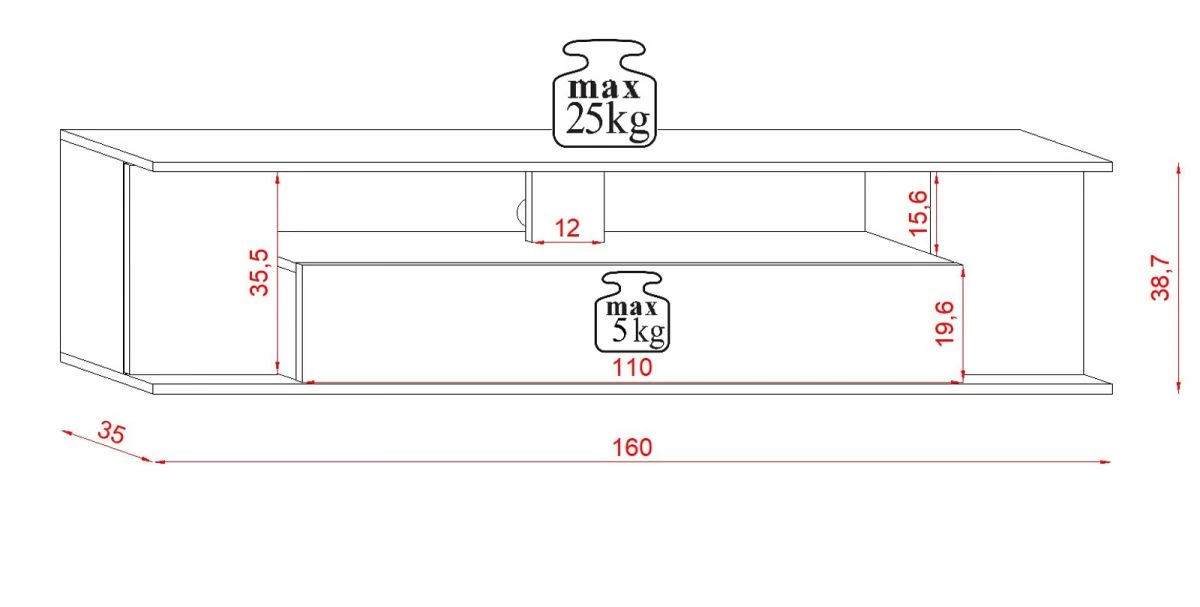 TV-Lowboard "Ronja" In Schwarz Und Artisan Eiche TV-Unterteil Hängend Mit LED Beleuchtung 160 X 39 Cm 9 TV-Lowboard "Ronja" In Schwarz Und Artisan Eiche TV-Unterteil Hängend Mit LED Beleuchtung 160 X 39 Cm – Bild 7