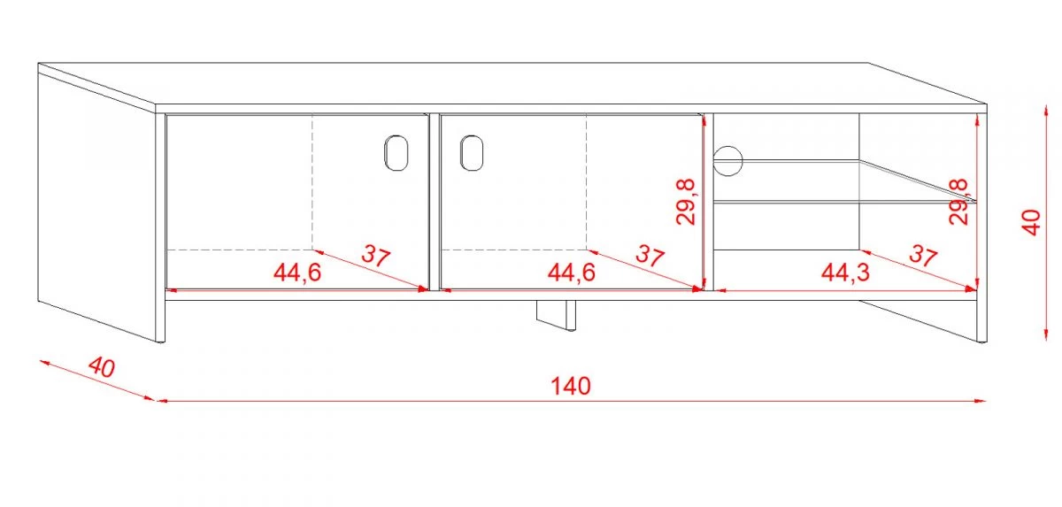TV-Lowboard "Chorus" In Grau TV-Unterteil Mit LED Beleuchtung 140 X 40 Cm 9 TV-Lowboard "Chorus" In Grau TV-Unterteil Mit LED Beleuchtung 140 X 40 Cm – Bild 7