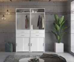 Garderobenschrank Set 2-teilig "Mover" In Weiß Systemmöbel Kombination 68 X 212 Cm -Wohnwelt Verkauf 9250 5