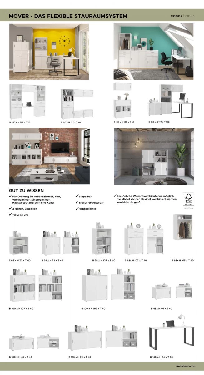 Garderobenschrank Set 4-teilig "Mover" In Weiß Systemmöbel Kombination 136 X 212 Cm 4 Garderobenschrank Set 4-teilig "Mover" In Weiß Systemmöbel Kombination 136 X 212 Cm – Bild 2