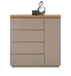 Kommode "Palamos" In Warmgrau Matt Lackiert Und Akazie Massiv Wohn- Und Esszimmer Sideboard 100 Cm