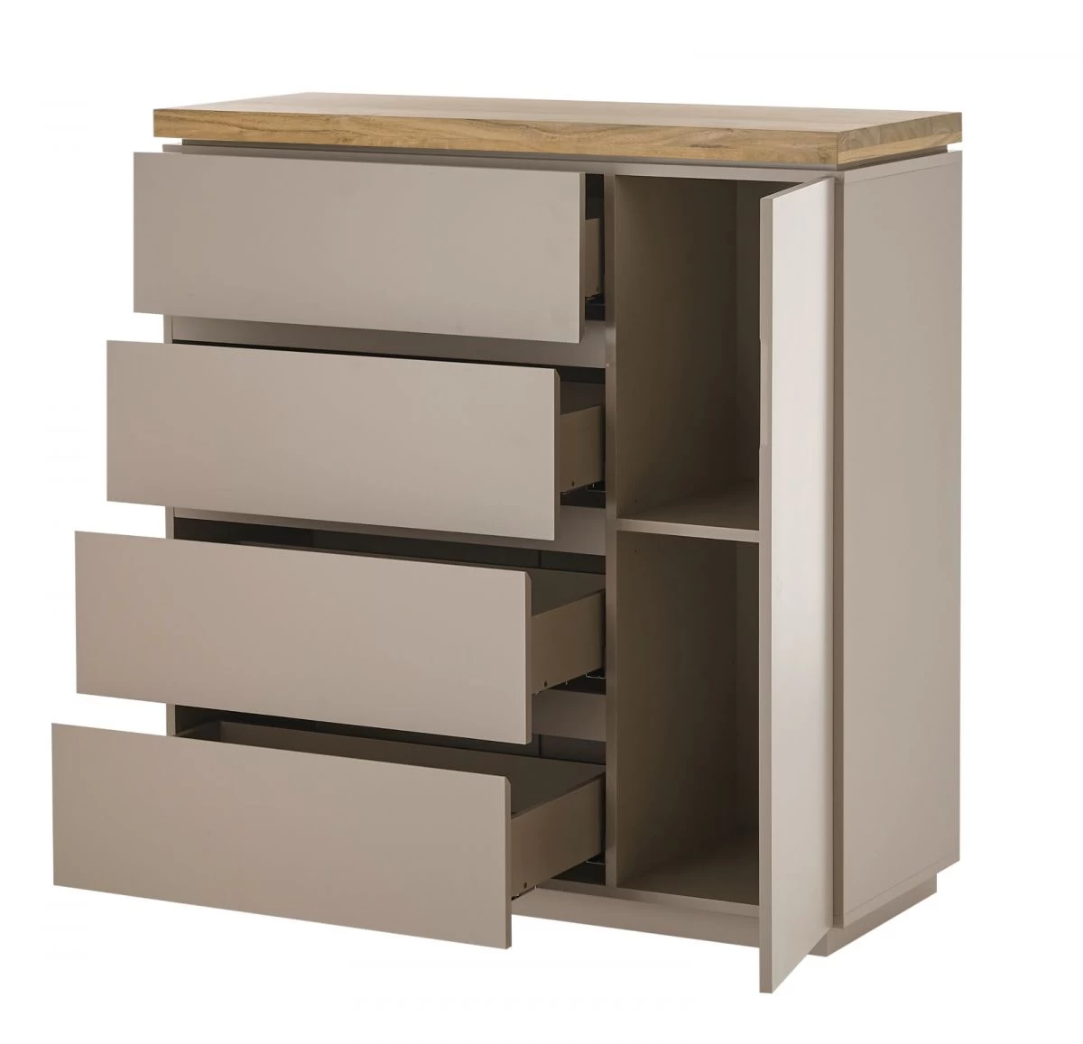 Kommode "Palamos" In Warmgrau Matt Lackiert Und Akazie Massiv Wohn- Und Esszimmer Sideboard 100 Cm 12 Kommode "Palamos" In Warmgrau Matt Lackiert Und Akazie Massiv Wohn- Und Esszimmer Sideboard 100 Cm – Bild 10