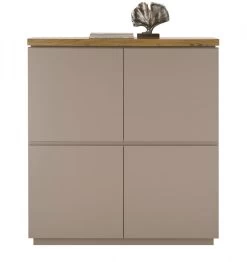 Kommode "Palamos" In Warmgrau Matt Lackiert Und Akazie Massiv Wohn- Und Esszimmer Highboard 113 X 123 Cm