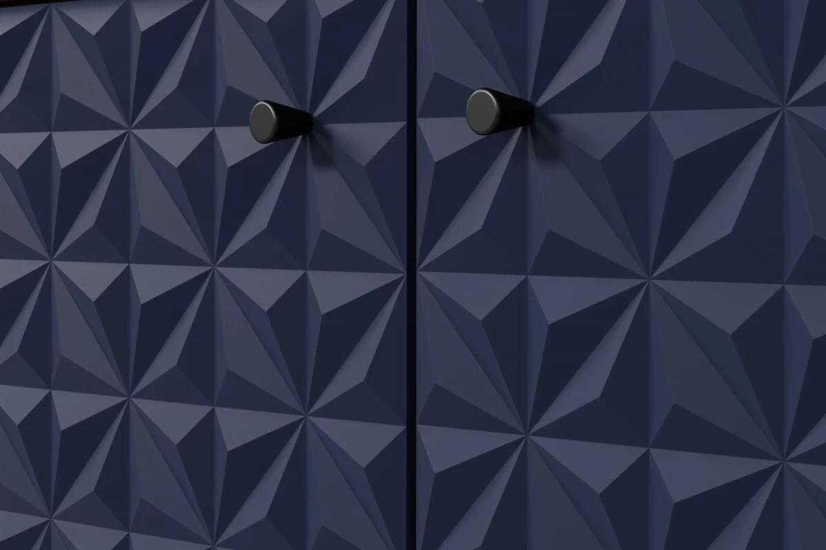 TV-Lowboard "Sentra" In Blau Matt Mit 3-D Struktur Und Eiche Artisan TV-Unterteil 184 Cm 4 TV-Lowboard "Sentra" In Blau Matt Mit 3-D Struktur Und Eiche Artisan TV-Unterteil 184 Cm – Bild 2