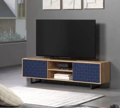 TV-Lowboard "Sentra" In Blau Matt Mit 3-D Struktur Und Eiche Artisan TV-Unterteil 184 Cm 15 TV-Lowboard "Sentra" In Blau Matt Mit 3-D Struktur Und Eiche Artisan TV-Unterteil 184 Cm -Wohnwelt Verkauf 9460 5