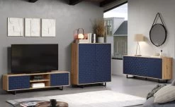 TV-Lowboard "Sentra" In Blau Matt Mit 3-D Struktur Und Eiche Artisan TV-Unterteil 184 Cm 16 TV-Lowboard "Sentra" In Blau Matt Mit 3-D Struktur Und Eiche Artisan TV-Unterteil 184 Cm -Wohnwelt Verkauf 9460 6