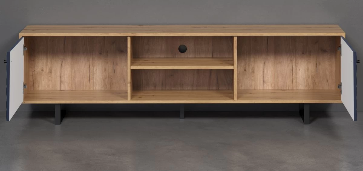 TV-Lowboard "Sentra" In Blau Matt Mit 3-D Struktur Und Eiche Artisan TV-Unterteil 184 Cm 10 TV-Lowboard "Sentra" In Blau Matt Mit 3-D Struktur Und Eiche Artisan TV-Unterteil 184 Cm – Bild 8