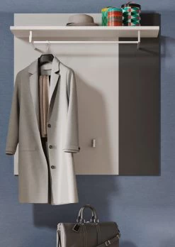 Garderobenpaneel "Kato" In Weiß Und Grau Flur Wandgarderobe 85 X 91 Cm