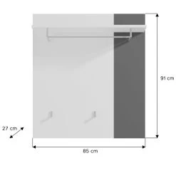 Garderobenpaneel "Kato" In Weiß Und Grau Flur Wandgarderobe 85 X 91 Cm -Wohnwelt Verkauf 9578 7