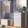 Garderobe Set 4-teilig "Kato" In Weiß Und Grau Garderobenkombination Inklusive Frontbeleuchtung 175 X 190 Cm -Wohnwelt Verkauf 9583 1