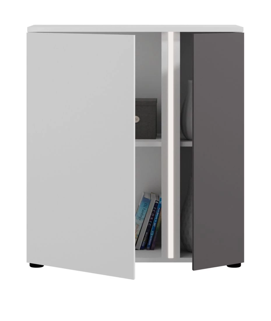 Kommode "Kato" In Weiß Und Grau Wohn- Und Esszimmer Sideboard Inklusive Frontbeleuchtung 75 X 84 Cm 9 Kommode "Kato" In Weiß Und Grau Wohn- Und Esszimmer Sideboard Inklusive Frontbeleuchtung 75 X 84 Cm – Bild 7