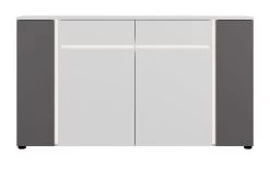 Sideboard "Kato" In Weiß Und Grau Wohn- Und Esszimmer Kommode Inklusive Frontbeleuchtung 150 X 84 Cm