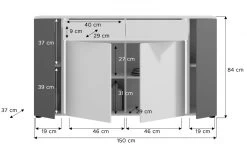 Sideboard "Kato" In Weiß Und Grau Wohn- Und Esszimmer Kommode Inklusive Frontbeleuchtung 150 X 84 Cm -Wohnwelt Verkauf 9597 10