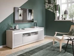 TV-Lowboard "Eos" In Weiß Hochglanz TV Unterteil In Komforthöhe Und LED Beleuchtung Inklusive 173 X 59 Cm