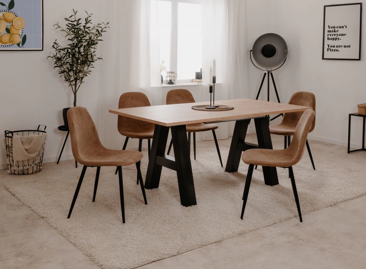 4 X Stuhl "Anya" In Braun Cord Und Schwarz 4-Fußstuhl Küchen- Und Esszimmerstuhl 4er Set 8 4 X Stuhl "Anya" In Braun Cord Und Schwarz 4-Fußstuhl Küchen- Und Esszimmerstuhl 4er Set – Bild 6