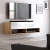 TV-Lowboard "Epsom" In Weiß Hochglanz Und Wotan Eiche TV Unterteil Hängend 100 X 30 Cm 2 TV-Lowboard "Epsom" In Weiß Hochglanz Und Wotan Eiche TV Unterteil Hängend 100 X 30 Cm -Wohnwelt Verkauf 9738 1