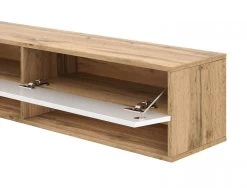 TV-Lowboard "Epsom" In Weiß Hochglanz Und Wotan Eiche TV Unterteil Hängend 100 X 30 Cm -Wohnwelt Verkauf 9738 3