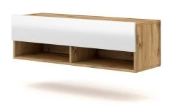 TV-Lowboard "Epsom" In Weiß Hochglanz Und Wotan Eiche TV Unterteil Hängend 100 X 30 Cm -Wohnwelt Verkauf 9738 5