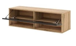 TV-Lowboard "Epsom" In Schwarz Hochglanz Und Wotan Eiche TV Unterteil Hängend 100 X 30 Cm -Wohnwelt Verkauf 9739 6