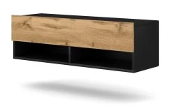 TV-Lowboard "Epsom" In Wotan Eiche Und Schwarz TV Unterteil Hängend 100 X 30 Cm -Wohnwelt Verkauf 9740 5