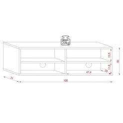 TV-Lowboard "Epsom" In Wotan Eiche Und Schwarz TV Unterteil Hängend 100 X 30 Cm -Wohnwelt Verkauf 9740 7