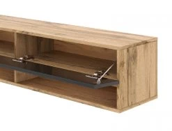 TV-Lowboard "Epsom" In Schwarz Hochglanz Und Wotan Eiche TV Unterteil Hängend 140 X 30 Cm -Wohnwelt Verkauf 9742 3