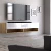 TV-Lowboard "Epsom" In Weiß Hochglanz Und Wotan Eiche TV Unterteil Hängend 140 X 30 Cm 1 TV-Lowboard "Epsom" In Weiß Hochglanz Und Wotan Eiche TV Unterteil Hängend 140 X 30 Cm -Wohnwelt Verkauf 9743 1