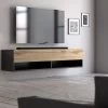 TV-Lowboard "Epsom" In Wotan Eiche Und Schwarz TV Unterteil Hängend 140 X 30 Cm -Wohnwelt Verkauf 9745 1