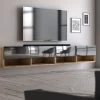 TV-Lowboard "Epsom" In Schwarz Hochglanz Und Wotan Eiche XL TV Unterteil Hängend 200 X 30 Cm -Wohnwelt Verkauf 9746 1