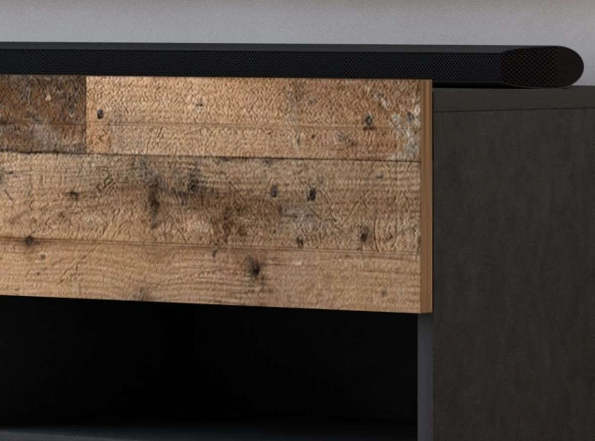 TV-Lowboard "Epsom" In Used Wood Und Matera Grau XL TV Unterteil Hängend 200 X 30 Cm 4 TV-Lowboard "Epsom" In Used Wood Und Matera Grau XL TV Unterteil Hängend 200 X 30 Cm – Bild 2