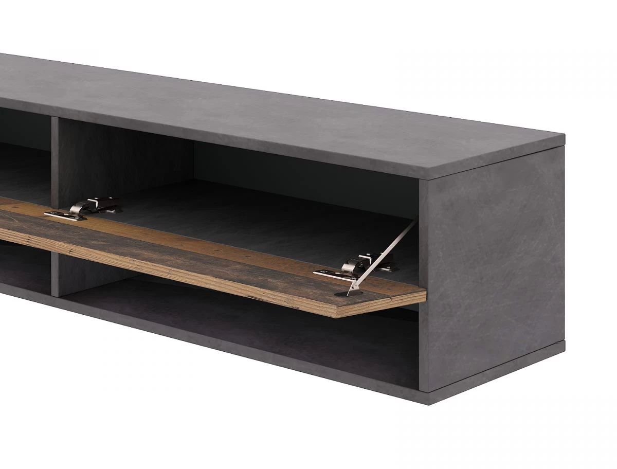 TV-Lowboard "Epsom" In Used Wood Und Matera Grau XL TV Unterteil Hängend 200 X 30 Cm 5 TV-Lowboard "Epsom" In Used Wood Und Matera Grau XL TV Unterteil Hängend 200 X 30 Cm – Bild 3