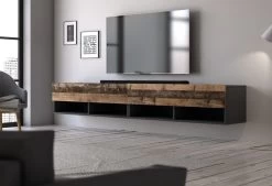 TV-Lowboard "Epsom" In Used Wood Und Matera Grau XL TV Unterteil Hängend 200 X 30 Cm 12 TV-Lowboard "Epsom" In Used Wood Und Matera Grau XL TV Unterteil Hängend 200 X 30 Cm -Wohnwelt Verkauf 9747 4