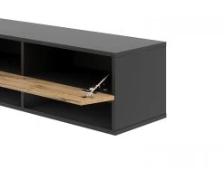 TV-Lowboard "Epsom" In Wotan Eiche Und Schwarz XL TV Unterteil Hängend 200 X 30 Cm -Wohnwelt Verkauf 9749 3