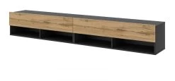 TV-Lowboard "Epsom" In Wotan Eiche Und Schwarz XL TV Unterteil Hängend 200 X 30 Cm -Wohnwelt Verkauf 9749 5