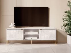 TV-Lowboard "Rubin" In Weiß Glanz Mit 3-D Struktur TV Unterteil Mit Soft-Close Und LED 153 X 54 Cm 10 TV-Lowboard "Rubin" In Weiß Glanz Mit 3-D Struktur TV Unterteil Mit Soft-Close Und LED 153 X 54 Cm -Wohnwelt Verkauf 9750 3