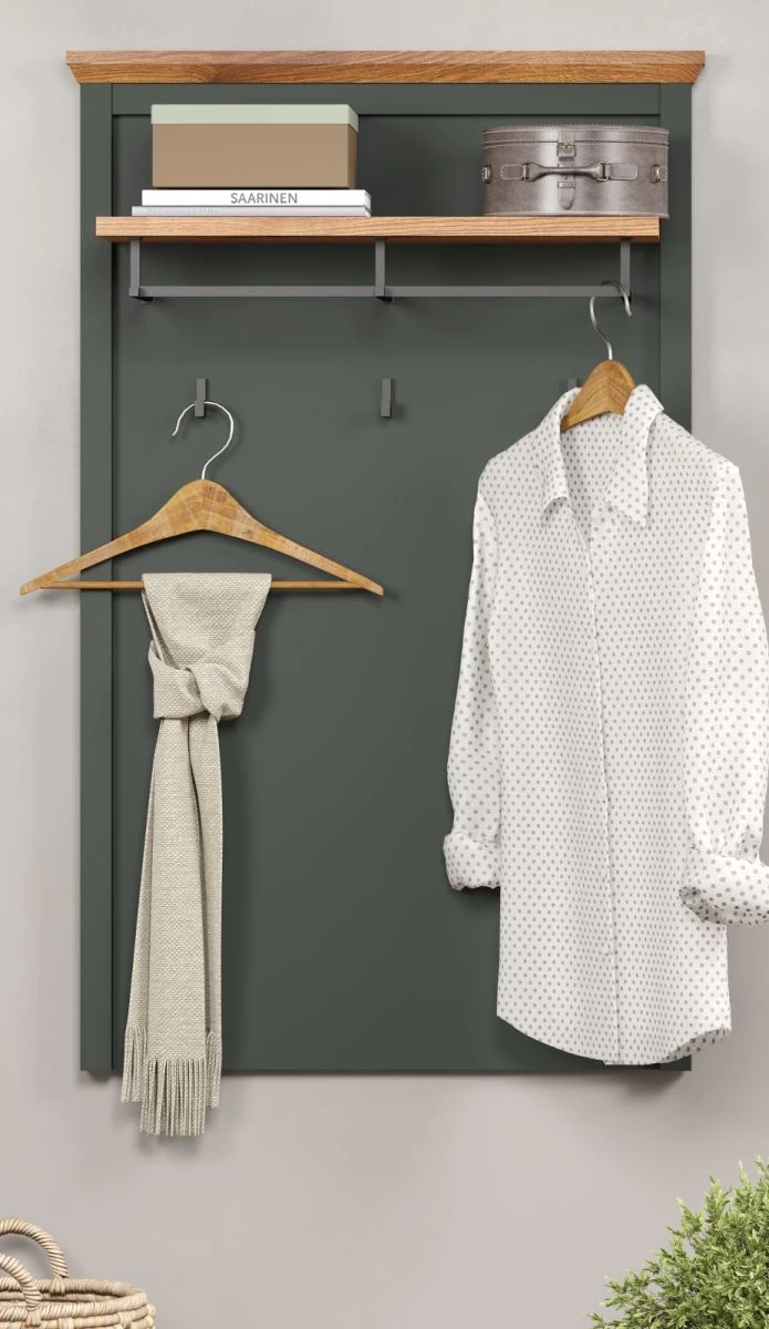 Garderobenpaneel "Stanton" In Grün Und Evoke Eiche Landhaus Wandgarderobe 77 X 123 Cm 3 Garderobenpaneel "Stanton" In Grün Und Evoke Eiche Landhaus Wandgarderobe 77 X 123 Cm