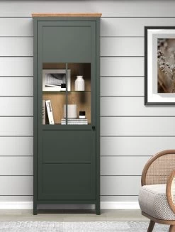 Vitrine "Stanton" In Grün Und Evoke Eiche Landhaus Vitrinenschrank Inklusive LED Beleuchtung 69 X 198 Cm -Wohnwelt Verkauf 9796 4
