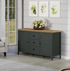 Sideboard "Stanton" In Grün Und Evoke Eiche Landhaus Wohn- Und Esszimmer Kommode 146 X 86 Cm -Wohnwelt Verkauf 9799 4