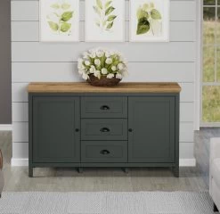 Sideboard "Stanton" In Grün Und Evoke Eiche Landhaus Wohn- Und Esszimmer Kommode 146 X 86 Cm -Wohnwelt Verkauf 9799 5