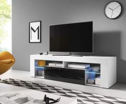 TV-Lowboard "Mount" In Schwarz Glanz Und Weiß Mit LED 140 X 51 Cm -Wohnwelt Verkauf 9850 5