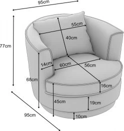 Drehsessel "Comfy" In Hellgrau Mega-Cord Sessel 360° Drehbar Inklusive Kissen -Wohnwelt Verkauf 9854 10