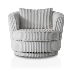 Drehsessel "Comfy" In Hellgrau Mega-Cord Sessel 360° Drehbar Inklusive Kissen -Wohnwelt Verkauf 9854 6