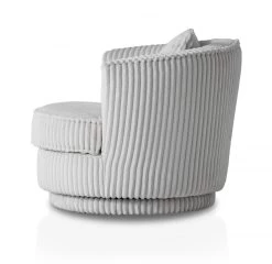 Drehsessel "Comfy" In Hellgrau Mega-Cord Sessel 360° Drehbar Inklusive Kissen -Wohnwelt Verkauf 9854 7