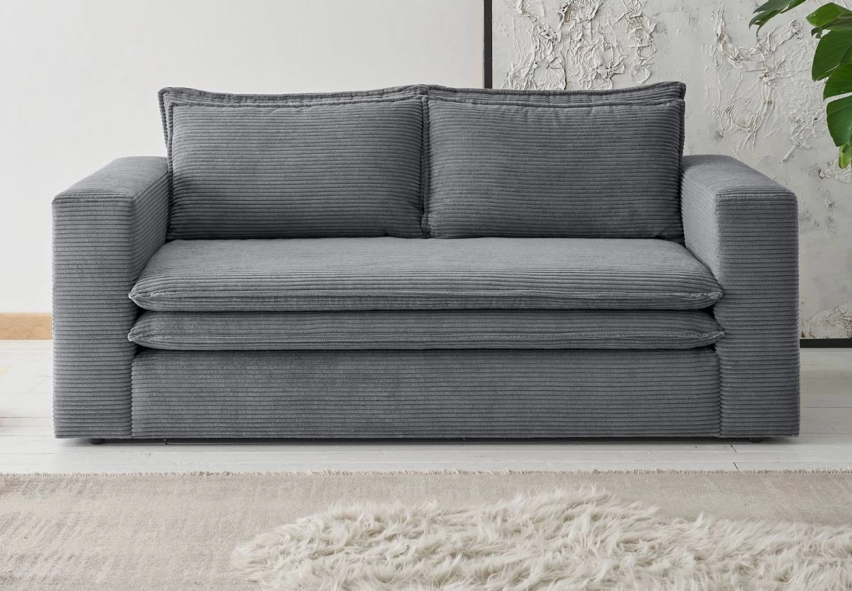 Sofa "Pesaro" In Grau Cord Couch 2-Sitzer 180 Cm 3 Sofa "Pesaro" In Grau Cord Couch 2-Sitzer 180 Cm