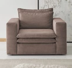 Sessel "Pesaro" In Braun Cord Loungesessel 110 Cm