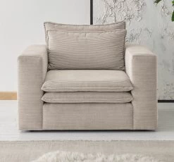 Sessel "Pesaro" In Beige Cord Loungesessel 110 Cm