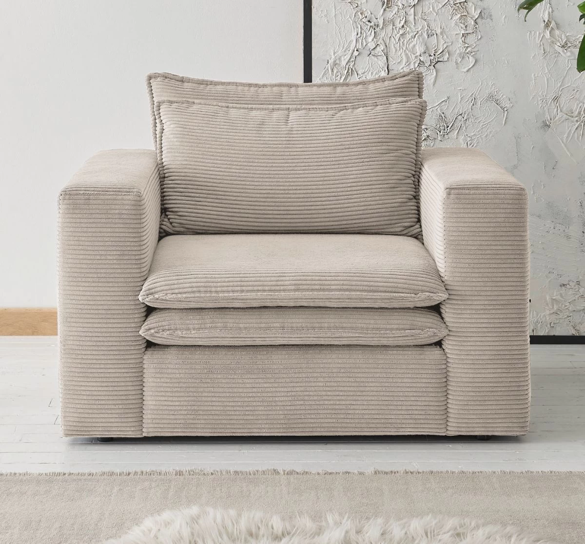 Sessel "Pesaro" In Beige Cord Loungesessel 110 Cm 3 Sessel "Pesaro" In Beige Cord Loungesessel 110 Cm