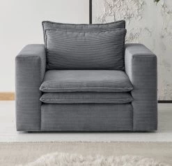 Sessel "Pesaro" In Grau Cord Loungesessel 110 Cm